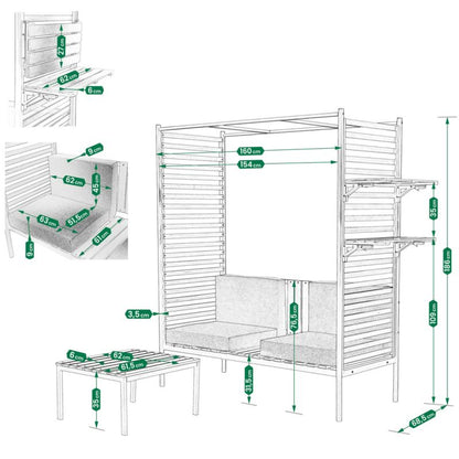 Pergola med Bænk og Bord 160x68,5x186 cm Brun