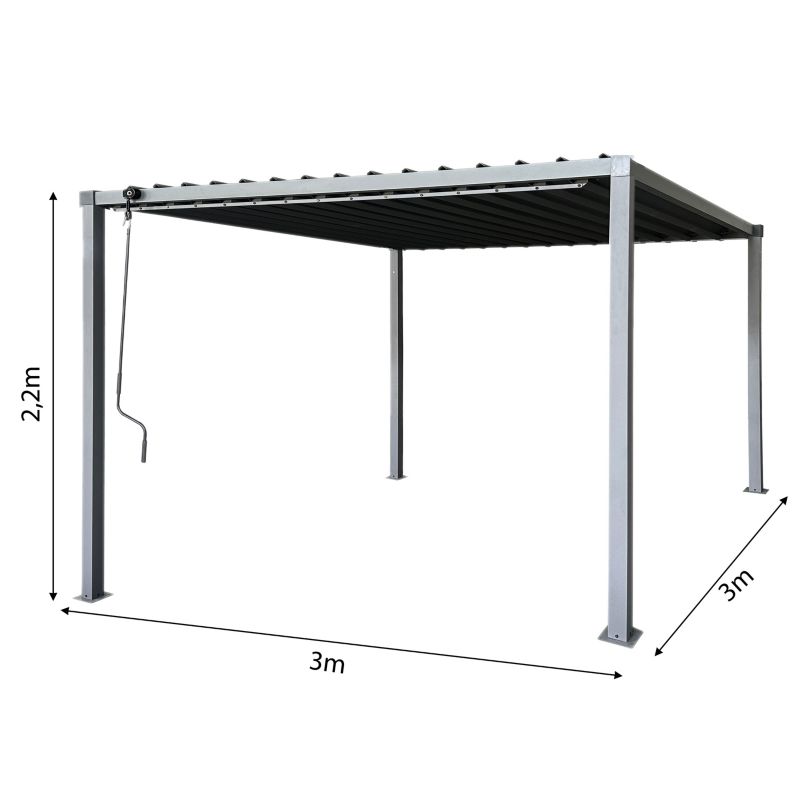 Pergola Multiklimatisk 3x3 m Stål Justerbart Tag 9 m²