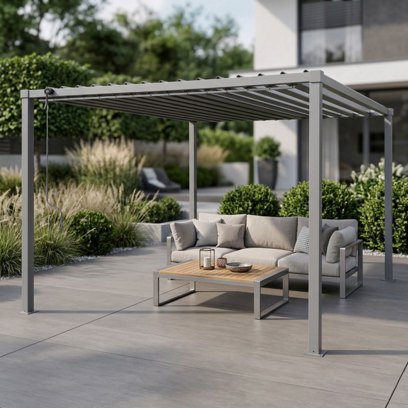 Pergola Multiklimatisk 3x3 m Stål Justerbart Tag 9 m²