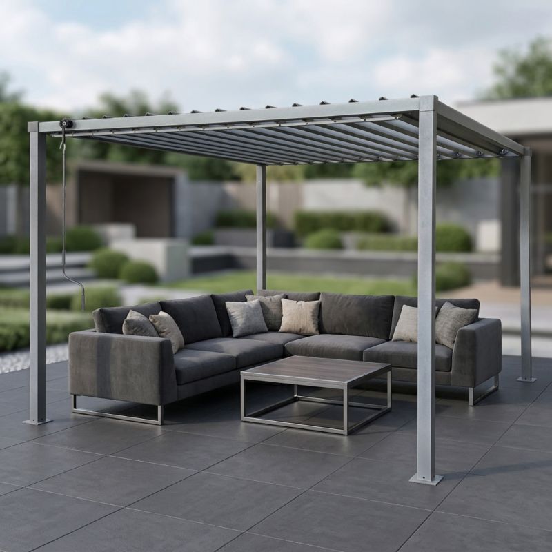Pergola Multiklimatisk 3x3 m Stål Justerbart Tag 9 m²