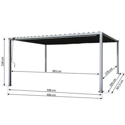 Pergola 3x4 m Stål Justerbart Tag 12 m²