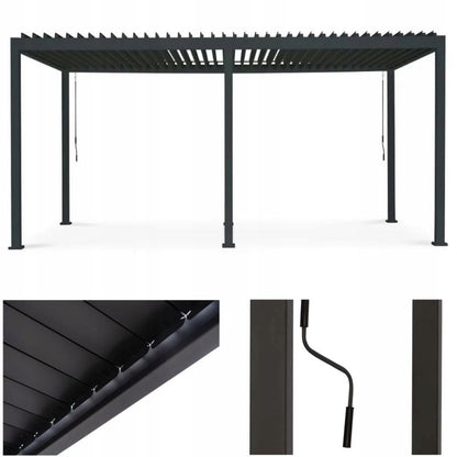 Aluminiumspergola Premium 3x6 m Grå Vandtæt