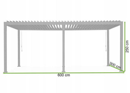 Aluminiumspergola Premium 3x6 m Grå Vandtæt