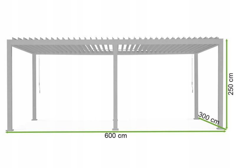 Aluminiumspergola Premium 3x6 m Grå Vandtæt