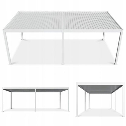 Pergola Deluxe Automatic 3,6x7,2 m Hvid LED