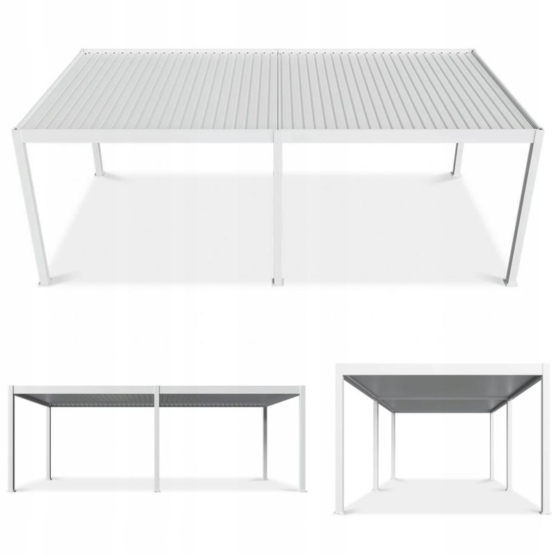 Pergola Deluxe Automatic 3,6x7,2 m Hvid LED
