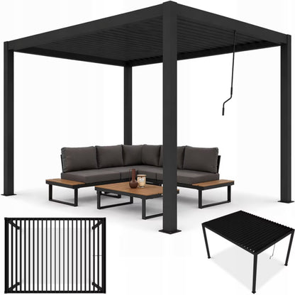 Pergola PRIMARY 3x4 m Antracit med Lameltag