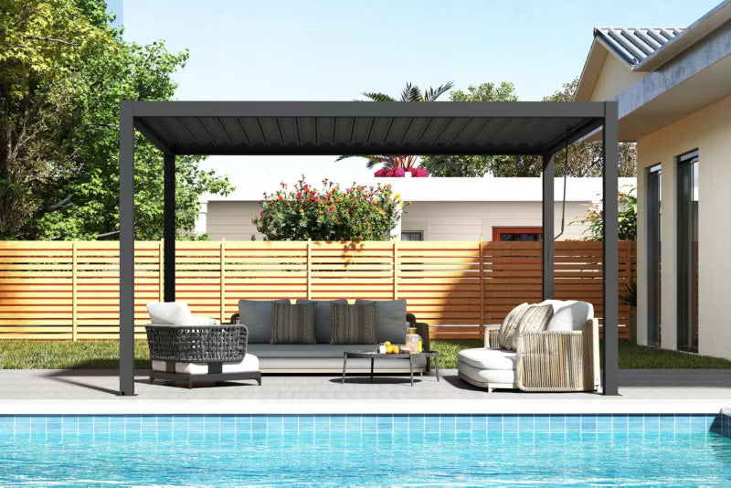 Pergola PRIMARY 3x4 m Antracit med Lameltag