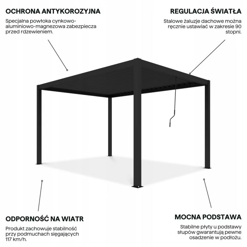 Pergola PRIMARY 3x4 m Antracit med Lameltag