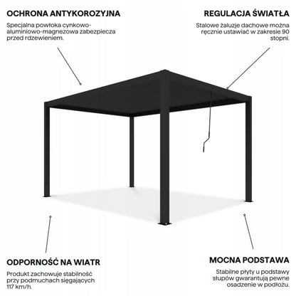 Pergola PRIMARY 3x4 m Antracit med Lameltag