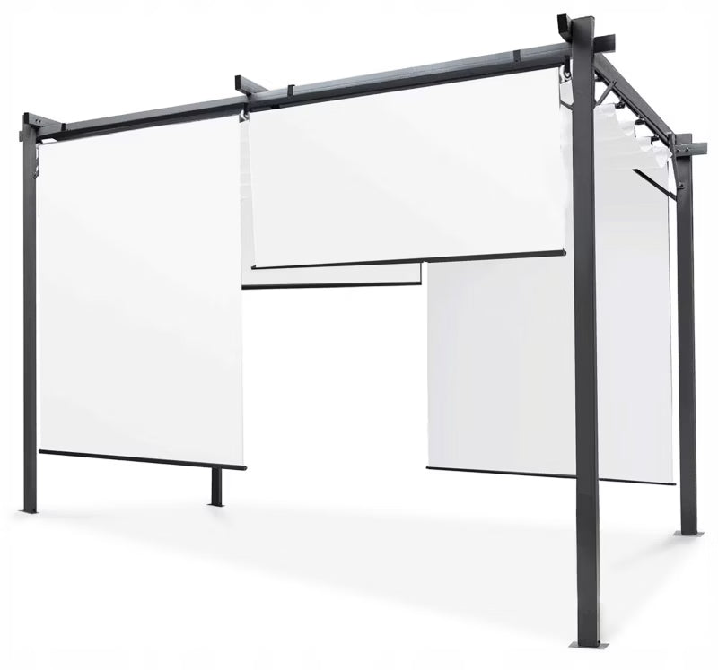 Pergola Sprint Plus 3x4 m Antracit med Hvide Rullegardiner