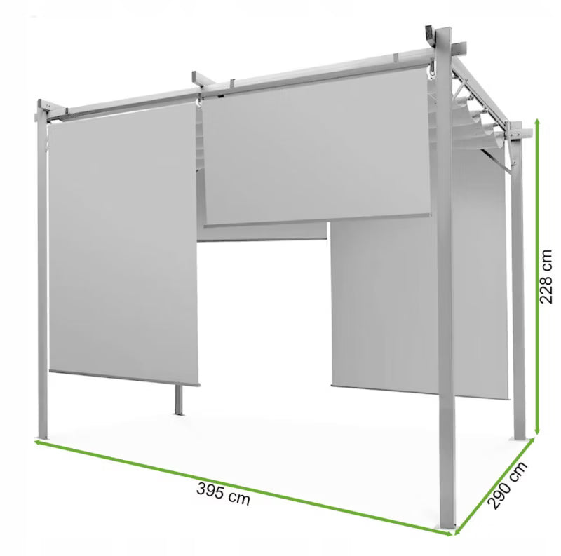 Pergola Sprint Plus 3x4 m Antracit med Hvide Rullegardiner