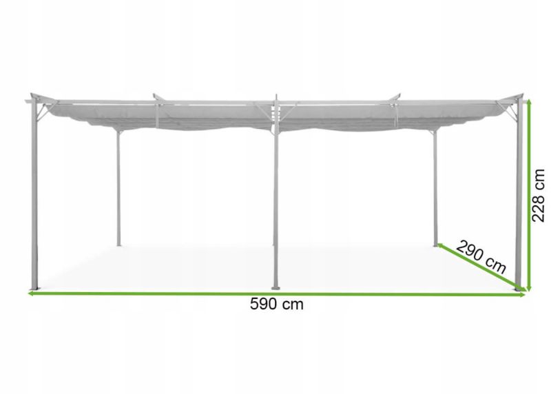 Pergola Sprint 3x6 m Grå Stål