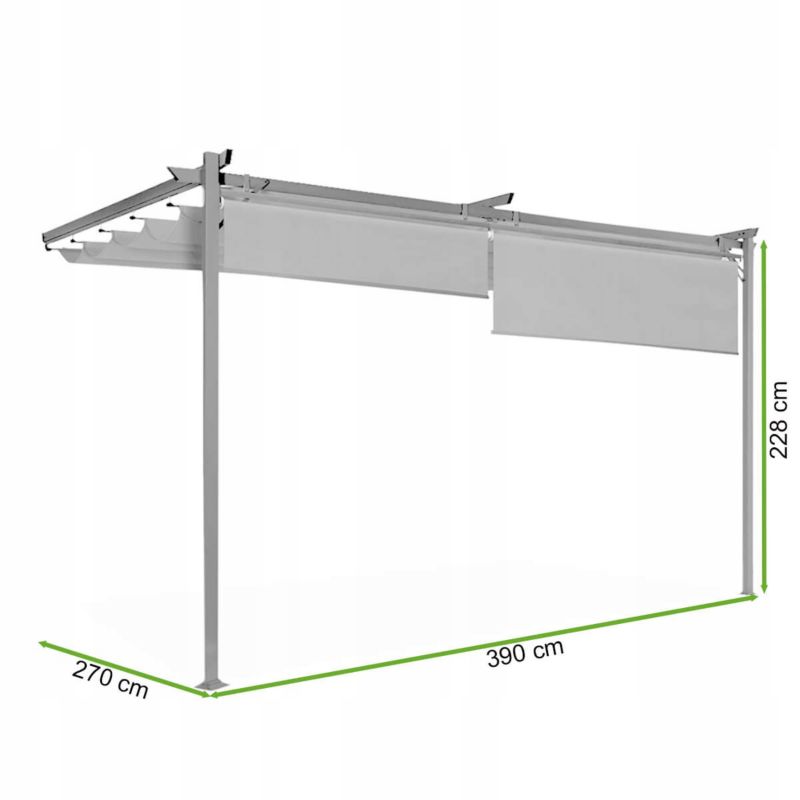 Pergola Vægmonteret 4x2,7 m Med Solskærmsgardiner Antracit
