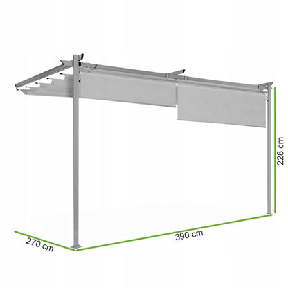Pergola Vægmonteret 4x2,7 m Med Solskærmsgardiner Antracit