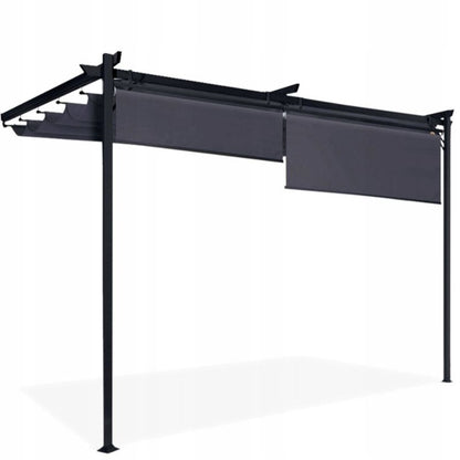 Pergola Vægmonteret 4x2,7 m Med Solskærmsgardiner Antracit