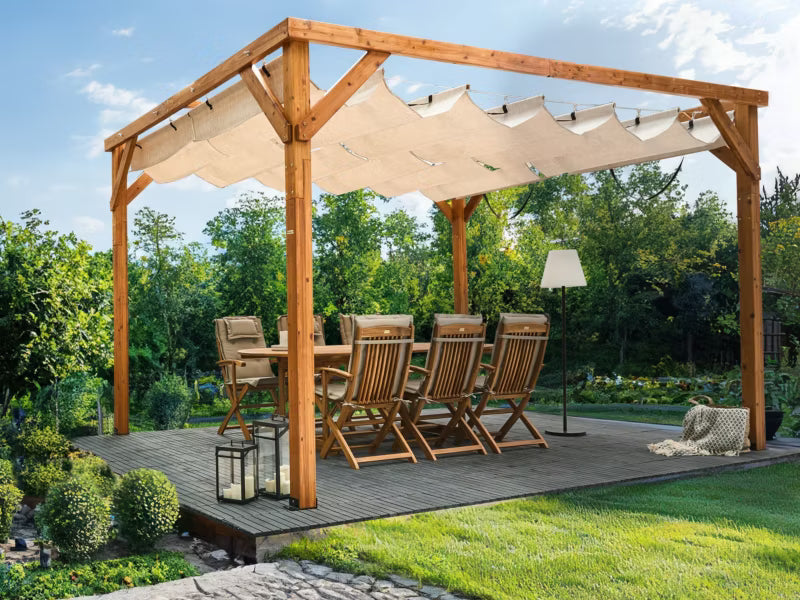Pergola Villarosa 320x380 cm Brun og Beige Træ