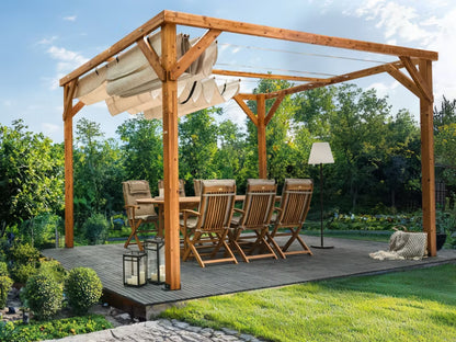 Pergola Villarosa 320x380 cm Brun og Beige Træ