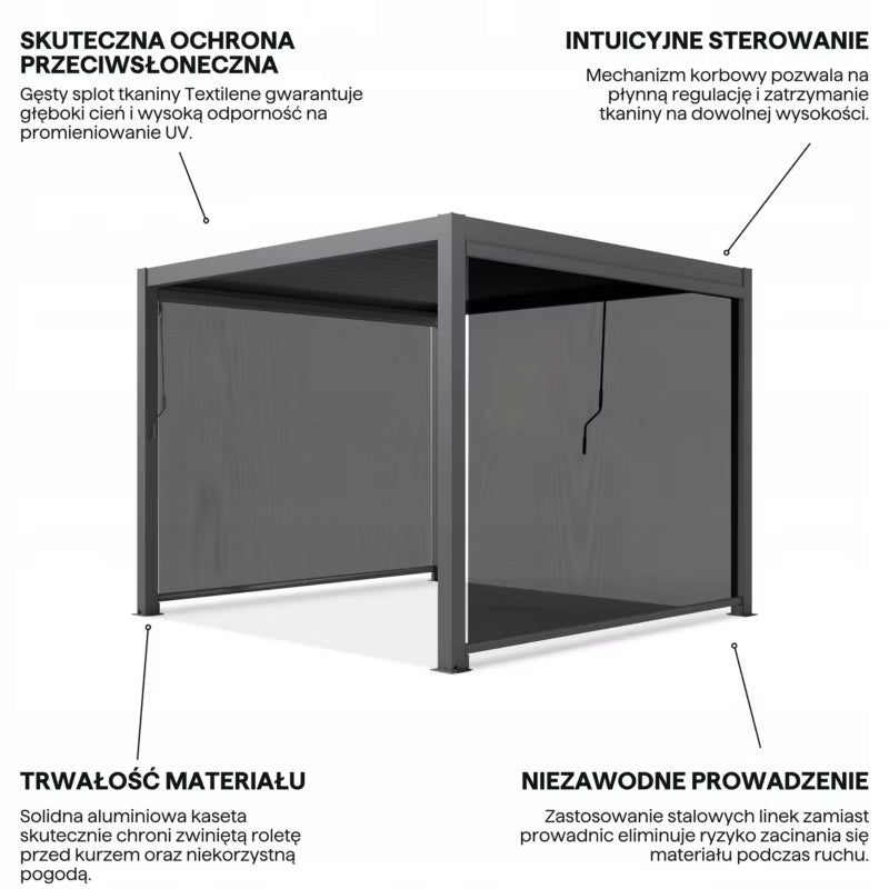 Pergolarullegardin 270x238 cm Antracitgrå