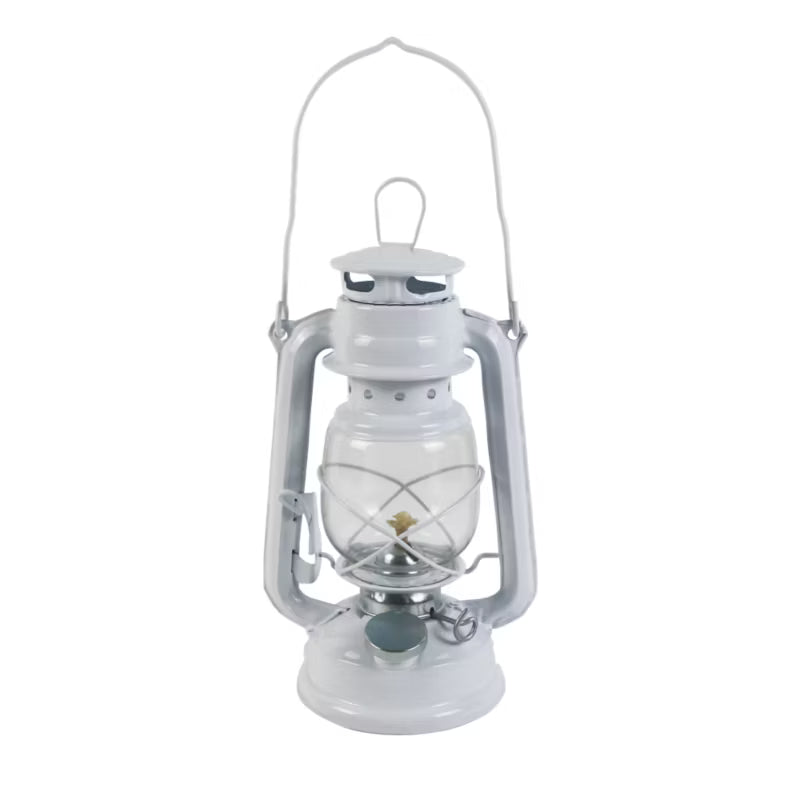 Petroleumslampe 24 cm Hvid