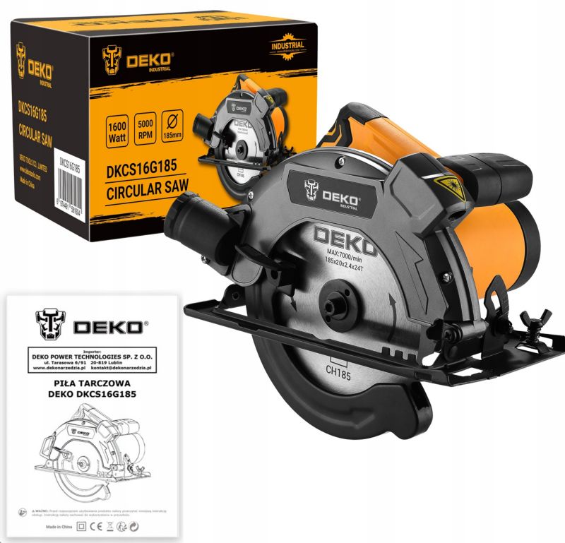 DEKO 1600W rundsav med laserstyreskinne, 1 sæt