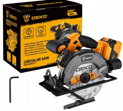 DEKO akku rundsav 1600W 3Ah 20V komplet