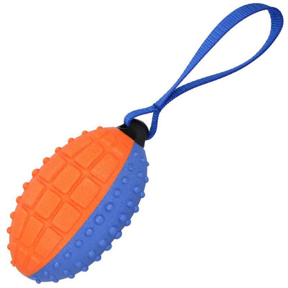 Springos pibelydende rugbybold til hund med snor, blå-orange, 1 stk.