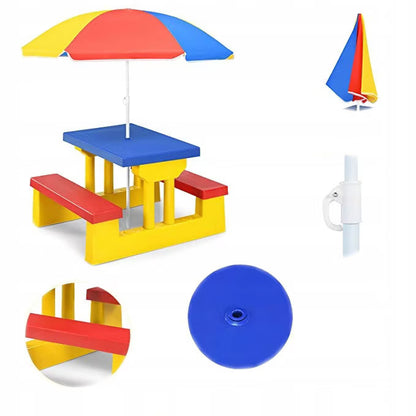Picknickbord Børn 67x41 cm med Parasol Gul