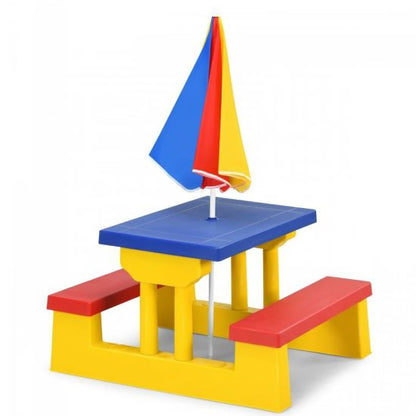 Picknickbord Børn 67x41 cm med Parasol Gul
