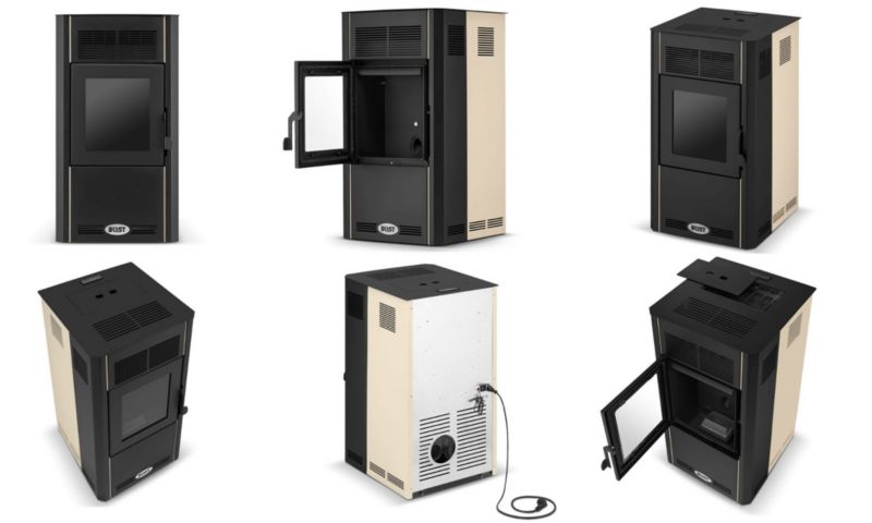 Pilleovn Optima 10 kW Cappuccino 51x37,5x76,5 cm