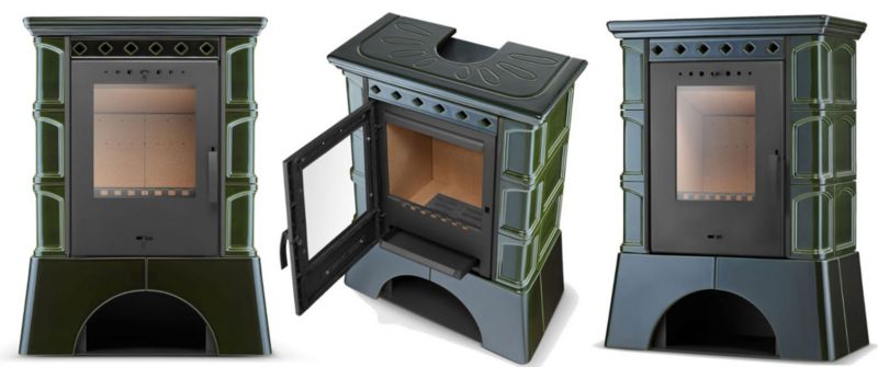 Brændeovn Fritstående Kakkelovn 10 kW Oliven