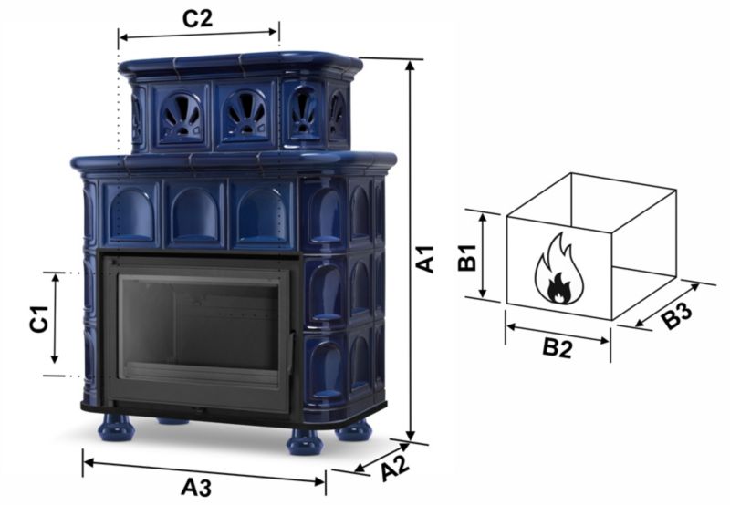 Kakkelovn Salzburg 13 kW Støbejern 98x106 cm
