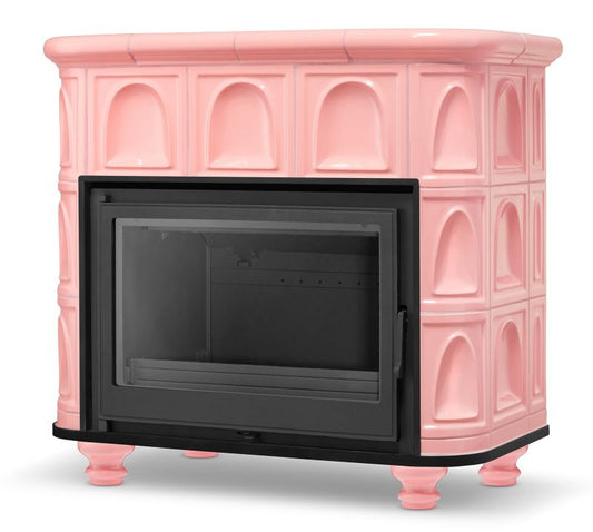 Kakkelovn med støbejernsindsats FLORENCJA HIGHER, keramisk, Barbie Pink, 1 stk
