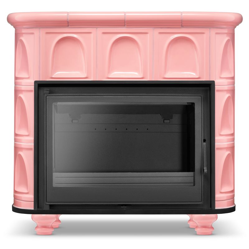 Kakkelovn med støbejernsindsats FLORENCJA HIGHER, keramisk, Barbie Pink, 1 stk