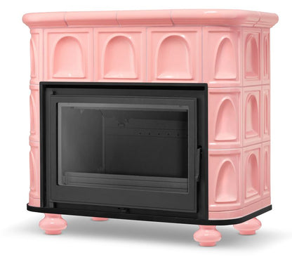 Kakkelovn med støbejernsindsats FLORENCJA HIGHER, keramisk, Barbie Pink, 1 stk