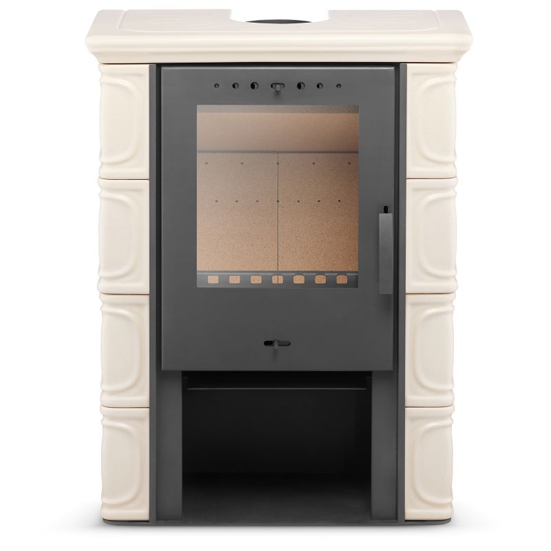 Flama keramisk kakkelovn Eldur i cappuccino – fritstående brændeovn 1 stk.