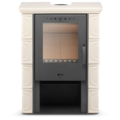 Flama keramisk kakkelovn Eldur i cappuccino – fritstående brændeovn 1 stk.
