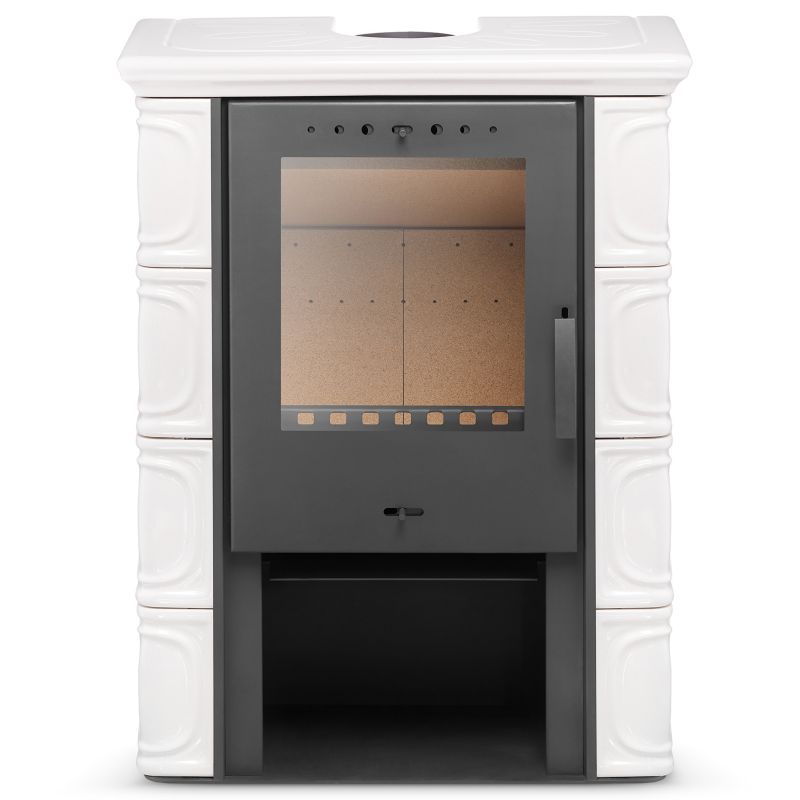 Flama Eldur keramisk kakkelovn i elfenbensfarve – fritstående brændeovn