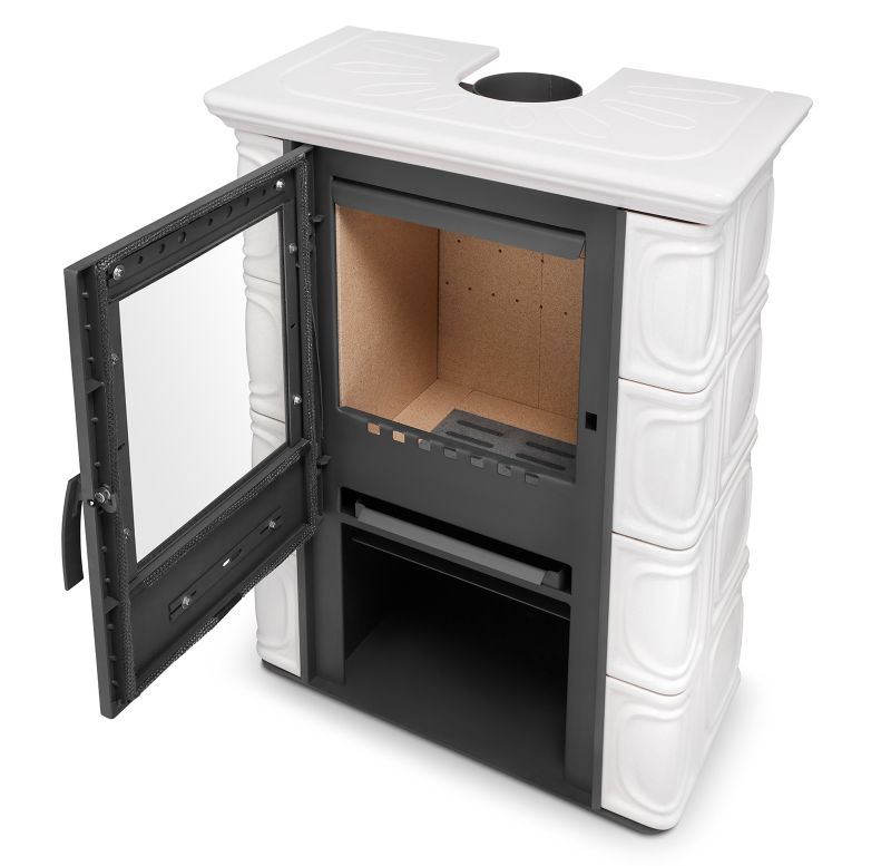 Flama Eldur keramisk kakkelovn i elfenbensfarve – fritstående brændeovn