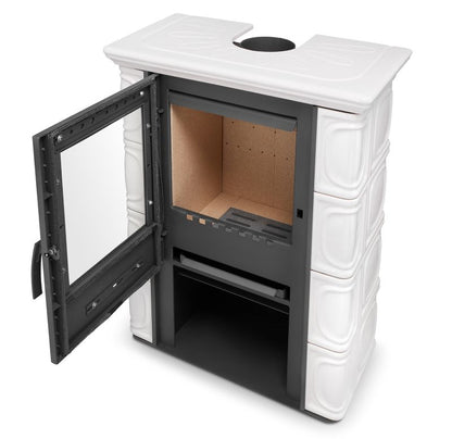 Flama Eldur keramisk kakkelovn i elfenbensfarve – fritstående brændeovn