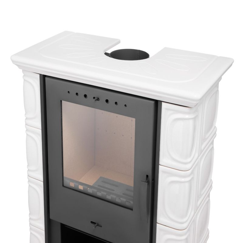 Flama Eldur keramisk kakkelovn i elfenbensfarve – fritstående brændeovn