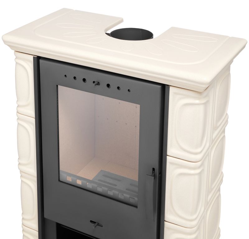 Flama Eldur keramisk kakkelovn i olivengrøn – fritstående pejskoza, 10 kW