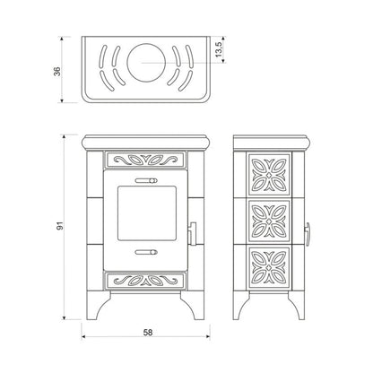 Kakkelovn Ackerman K1 Jena 5,7 kW i cremefarve