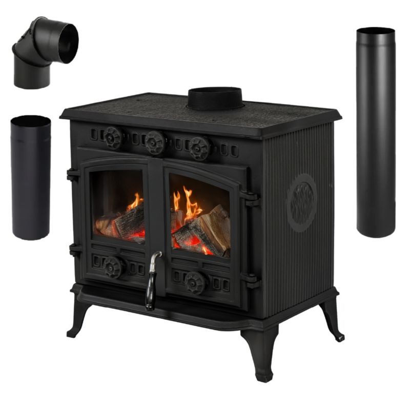Brændeovn ATAR 10 kW 61x43x63 cm Støbejern Sort