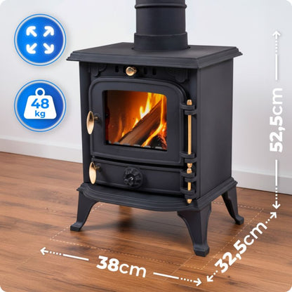 Brændeovn DIANA 4,5 kW 38x52,5 cm Sort Støbejern