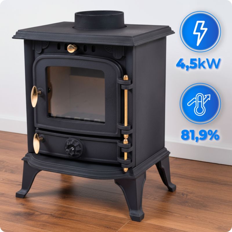 Brændeovn DIANA 4,5 kW 38x52,5 cm Sort Støbejern