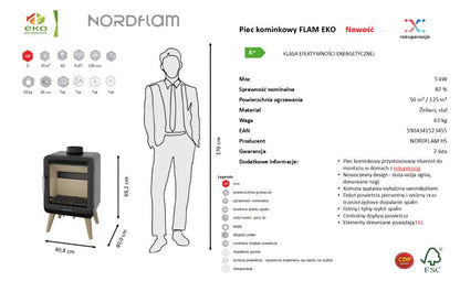 Brændeovn Flam 5 kW Sort