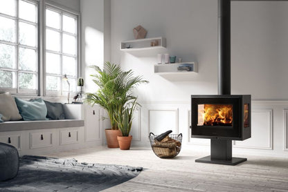 Brændeovn Atlantic 3V 8 kW Sort 3-Sidet Glas