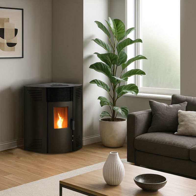 Pilleovn Hjørnemodel Iseos 12,2 kW Sort