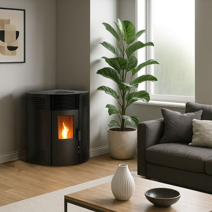 Pilleovn Hjørnemodel Iseos 12,2 kW Sort
